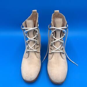 Sorel Phoenix Moto Lace Boots Women's Size 8 Tan Suede Waterproof Ankle Boot